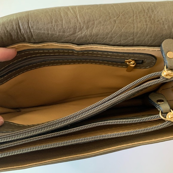 Studio Moda Crossbody Bag Olive Green Leather New - Picture 7 of 16